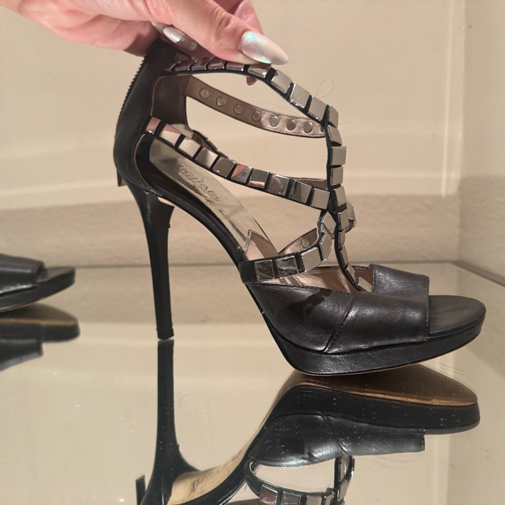 Michael Kors metal studded, black heels size 8 1/2